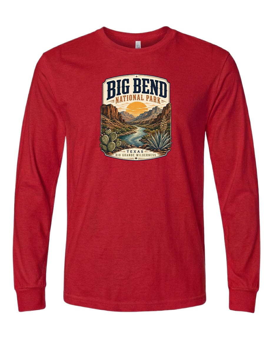 YOUTH Big Bend National Park Badge Chest Logo T Shirt | Hoodie | Long Sleeve | Sweatshirt | Crew Neck | Tank Top 1 Fiesta Doodle waterproof vinyl sticker. dishwasher safe outdoor sticker.