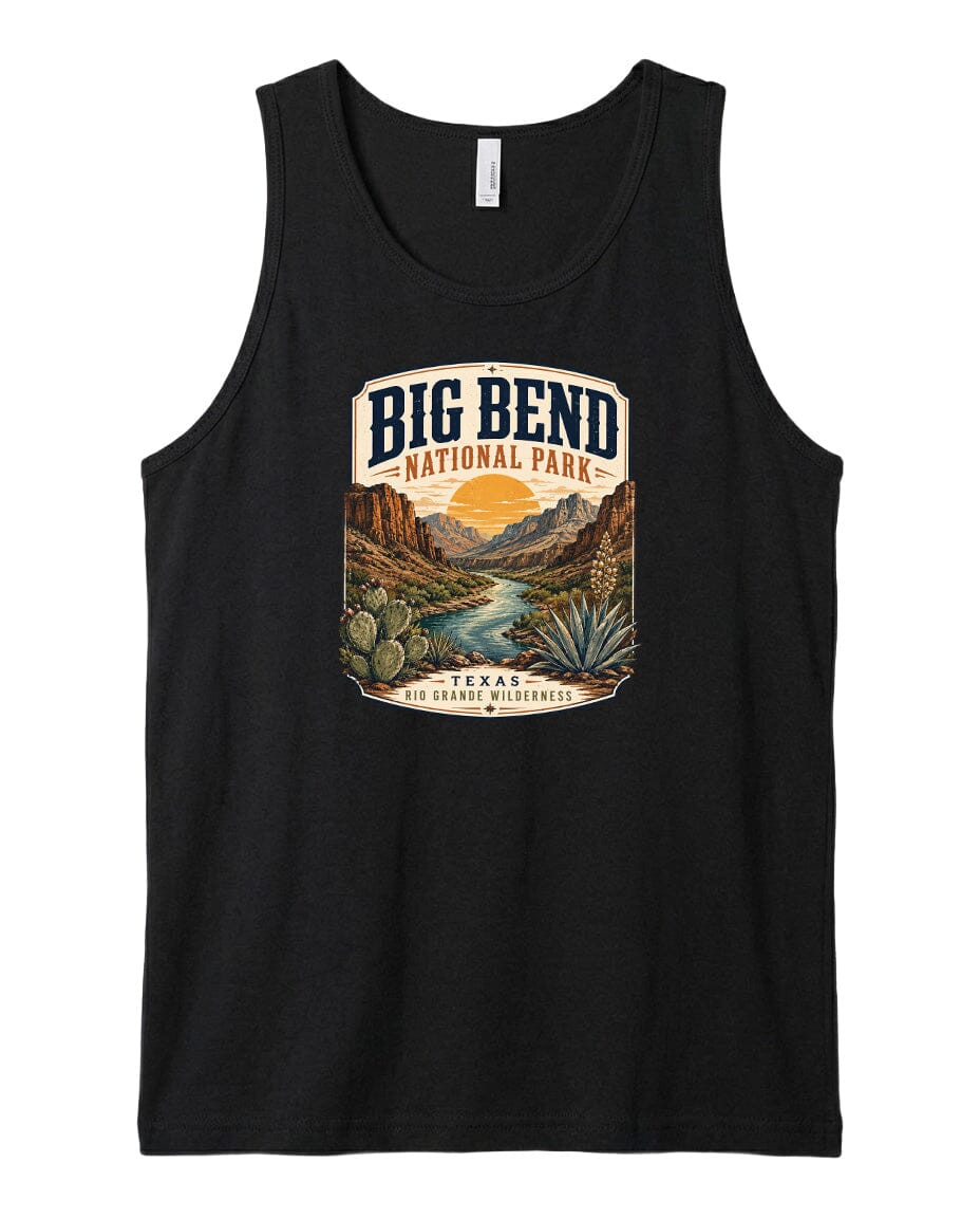 YOUTH Big Bend National Park Badge Chest Logo T Shirt | Hoodie | Long Sleeve | Sweatshirt | Crew Neck | Tank Top 1 Fiesta Doodle waterproof vinyl sticker. dishwasher safe outdoor sticker.