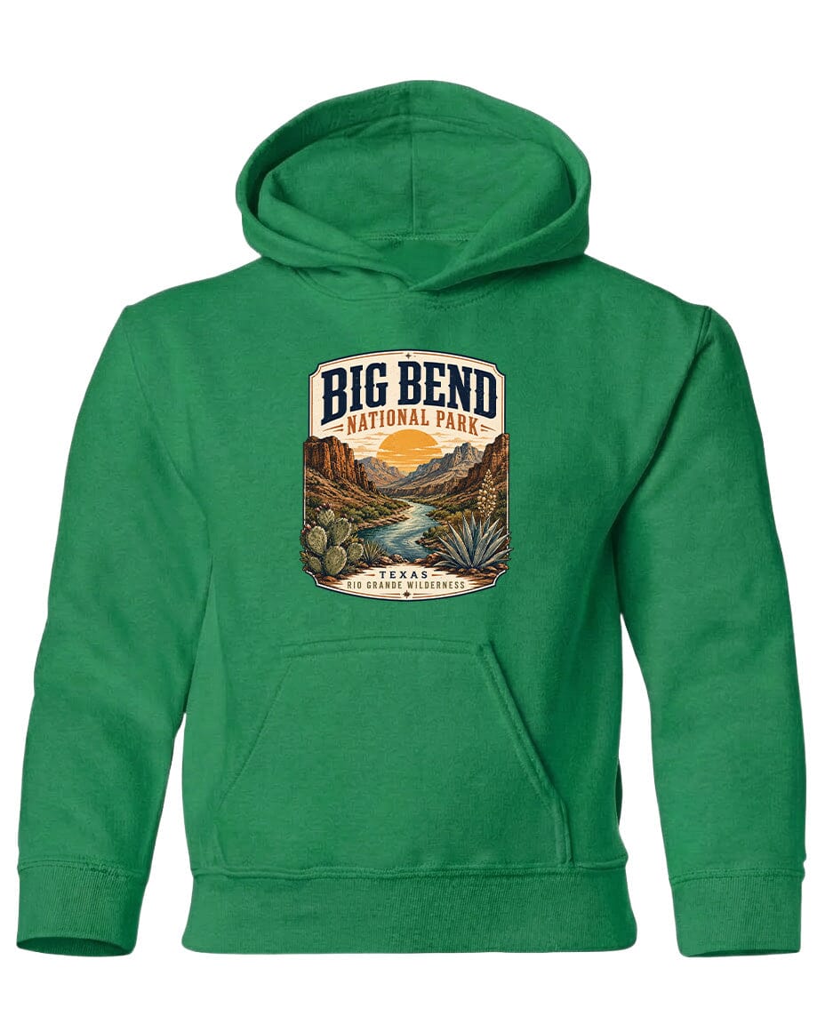 YOUTH Big Bend National Park Badge Chest Logo T Shirt | Hoodie | Long Sleeve | Sweatshirt | Crew Neck | Tank Top 1 Fiesta Doodle waterproof vinyl sticker. dishwasher safe outdoor sticker.