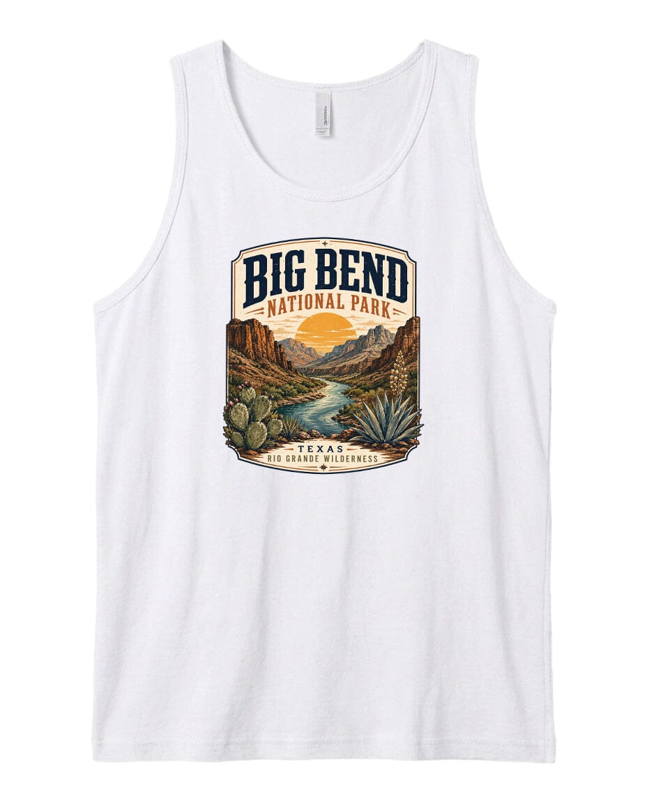 YOUTH Big Bend National Park Badge Chest Logo T Shirt | Hoodie | Long Sleeve | Sweatshirt | Crew Neck | Tank Top 1 Fiesta Doodle waterproof vinyl sticker. dishwasher safe outdoor sticker.