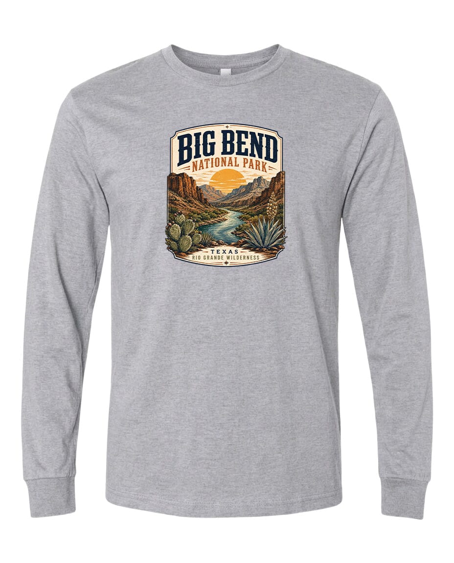 YOUTH Big Bend National Park Badge Chest Logo T Shirt | Hoodie | Long Sleeve | Sweatshirt | Crew Neck | Tank Top 1 Fiesta Doodle waterproof vinyl sticker. dishwasher safe outdoor sticker.
