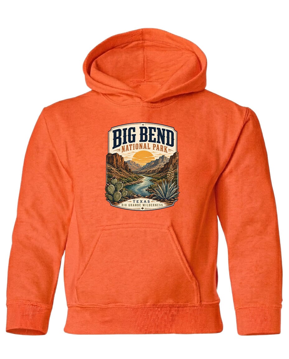 YOUTH Big Bend National Park Badge Chest Logo T Shirt | Hoodie | Long Sleeve | Sweatshirt | Crew Neck | Tank Top 1 Fiesta Doodle waterproof vinyl sticker. dishwasher safe outdoor sticker.