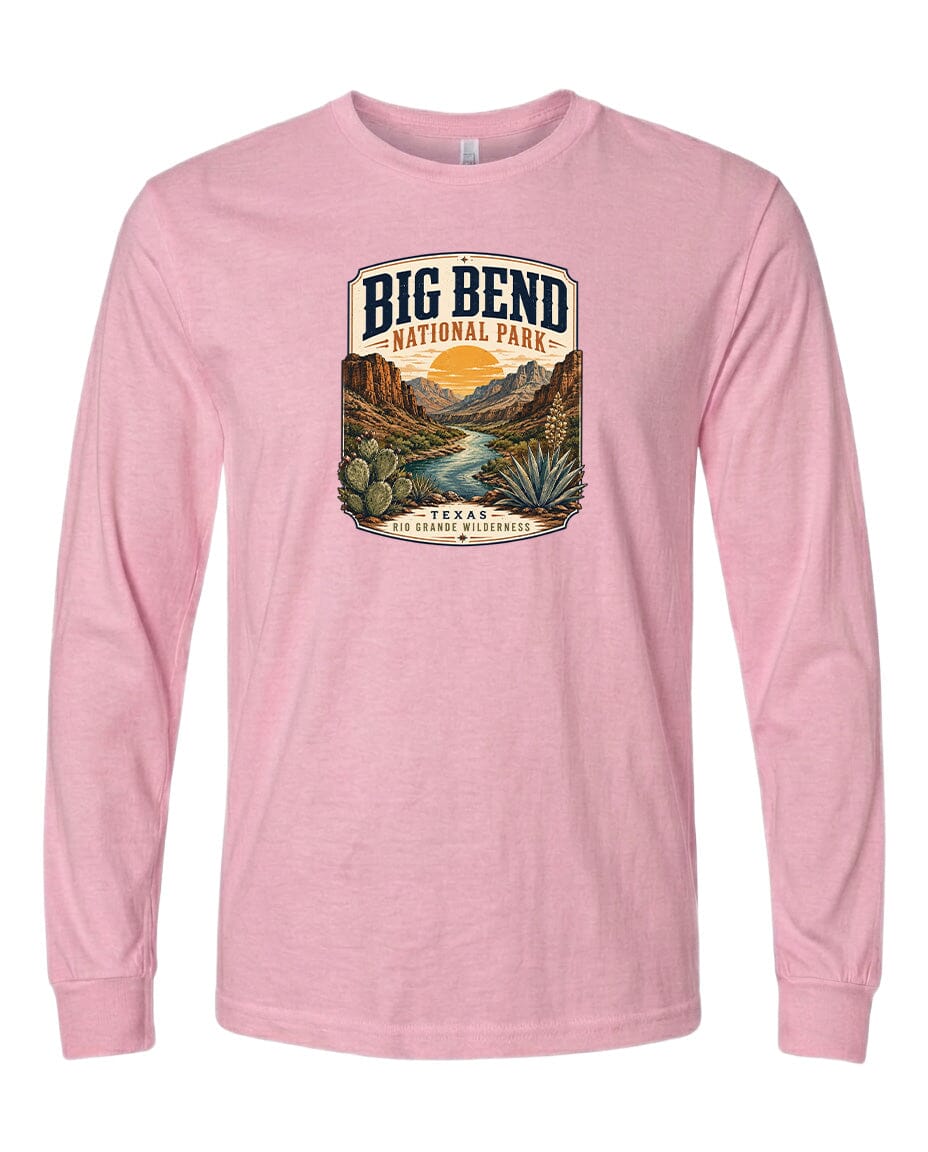 YOUTH Big Bend National Park Badge Chest Logo T Shirt | Hoodie | Long Sleeve | Sweatshirt | Crew Neck | Tank Top 1 Fiesta Doodle waterproof vinyl sticker. dishwasher safe outdoor sticker.