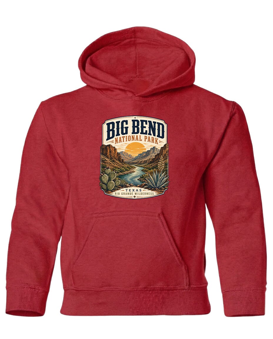 YOUTH Big Bend National Park Badge Chest Logo T Shirt | Hoodie | Long Sleeve | Sweatshirt | Crew Neck | Tank Top 1 Fiesta Doodle waterproof vinyl sticker. dishwasher safe outdoor sticker.