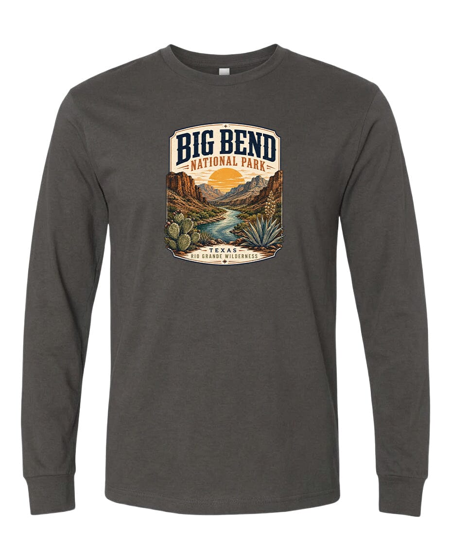 YOUTH Big Bend National Park Badge Chest Logo T Shirt | Hoodie | Long Sleeve | Sweatshirt | Crew Neck | Tank Top 1 Fiesta Doodle waterproof vinyl sticker. dishwasher safe outdoor sticker.