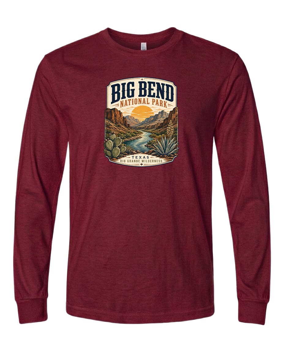 YOUTH Big Bend National Park Badge Chest Logo T Shirt | Hoodie | Long Sleeve | Sweatshirt | Crew Neck | Tank Top 1 Fiesta Doodle waterproof vinyl sticker. dishwasher safe outdoor sticker.