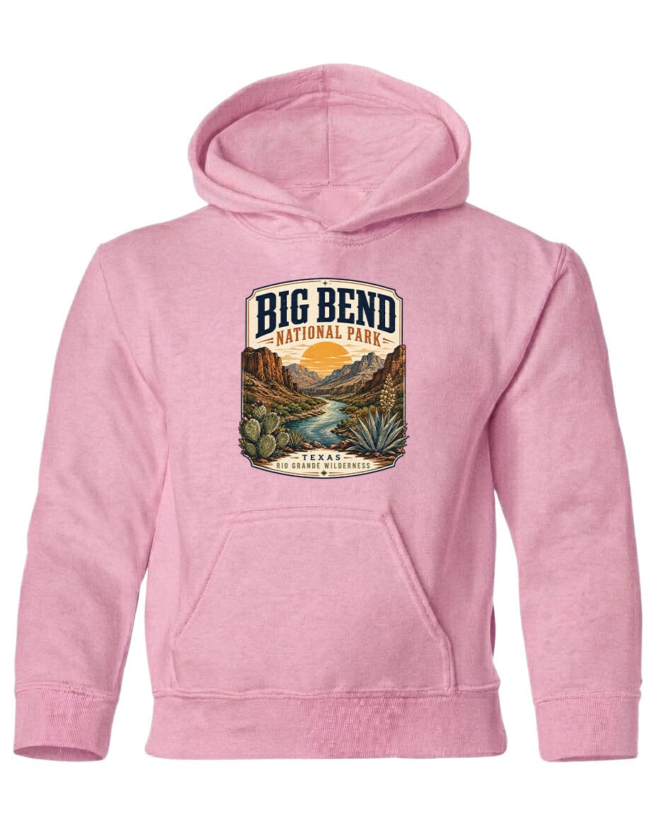YOUTH Big Bend National Park Badge Chest Logo T Shirt | Hoodie | Long Sleeve | Sweatshirt | Crew Neck | Tank Top 1 Fiesta Doodle waterproof vinyl sticker. dishwasher safe outdoor sticker.