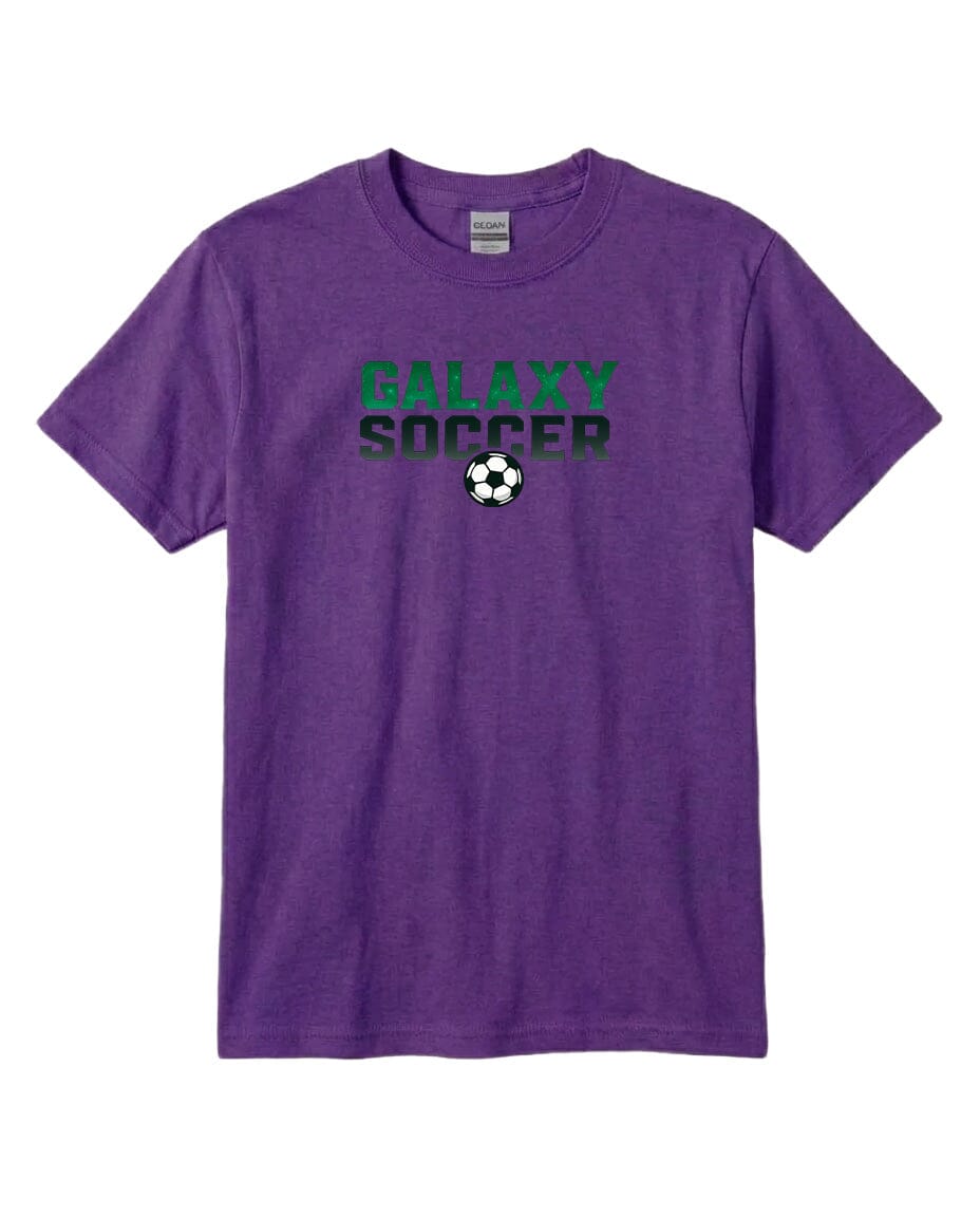 Youth Cosmic Galaxy Soccer Chest Logo T Shirt | Hoodie | Long Sleeve | Sweatshirt | Crew Neck Fiesta Doodle T Shirt YXS Purple waterproof vinyl sticker. dishwasher safe outdoor sticker.