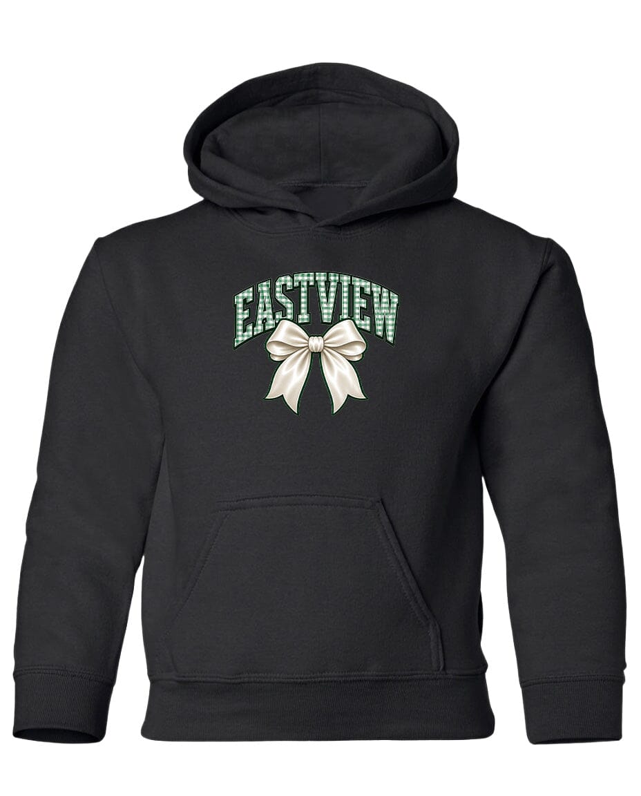 A black hoodie with a graphic design on the front.