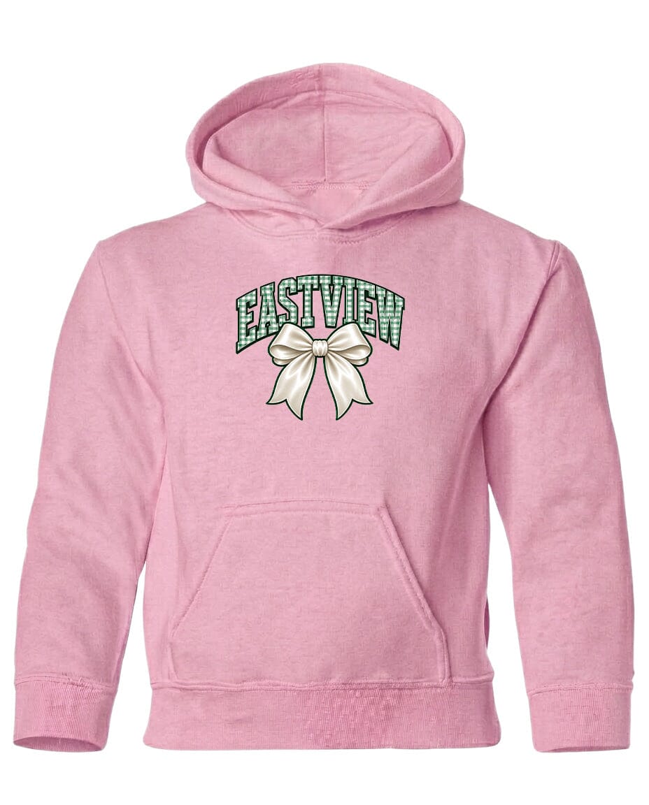 A pink hoodie with a graphic design on the front.
