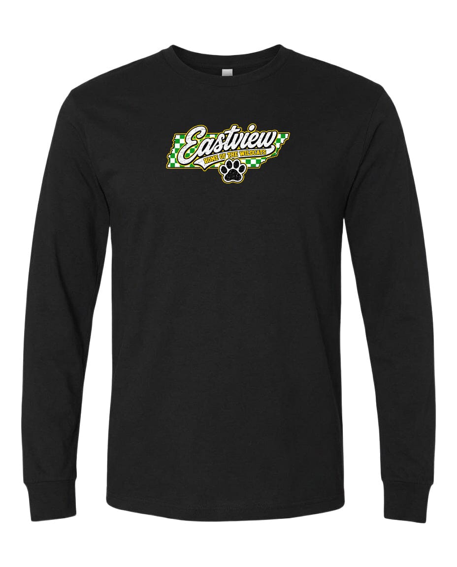 YOUTH Eastview Home of the Wildcats Chest Logo T Shirt | Hoodie | Long Sleeve | Sweatshirt | Crew Neck | Tank Top 1 Fiesta Doodle YL Long Sleeve Black waterproof vinyl sticker. dishwasher safe outdoor sticker.