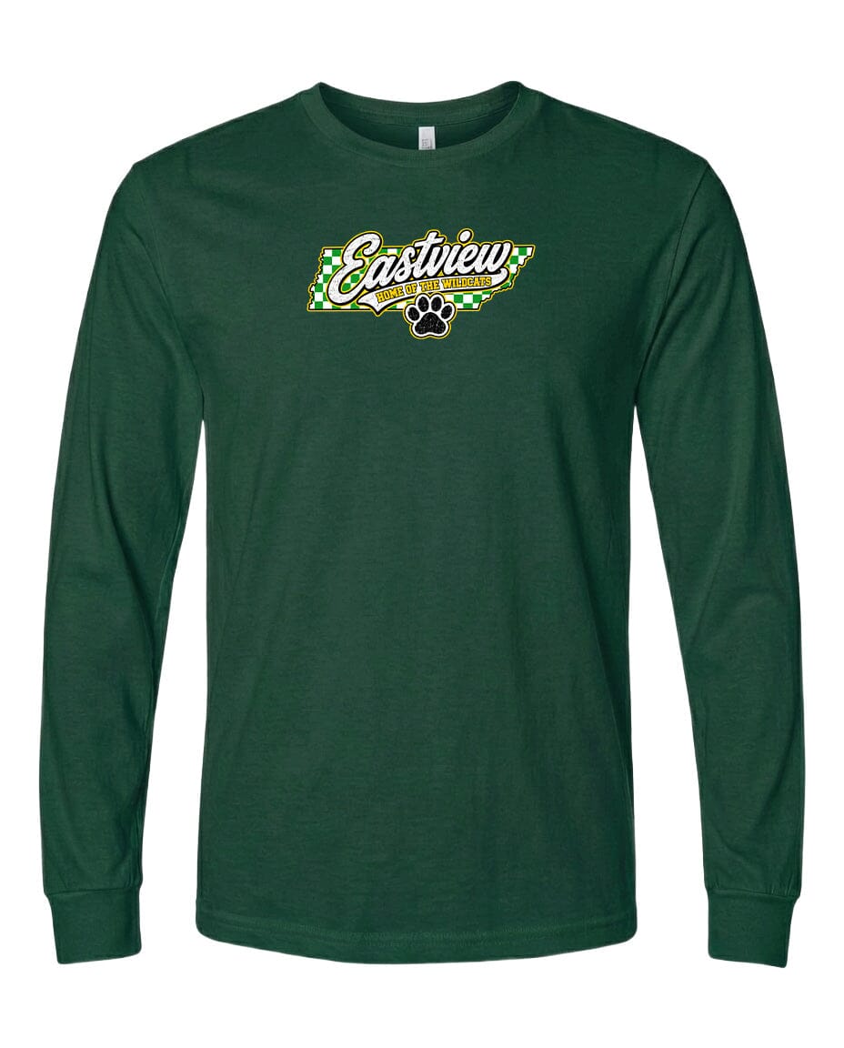 YOUTH Eastview Home of the Wildcats Chest Logo T Shirt | Hoodie | Long Sleeve | Sweatshirt | Crew Neck | Tank Top 1 Fiesta Doodle YL Long Sleeve Forest Green waterproof vinyl sticker. dishwasher safe outdoor sticker.