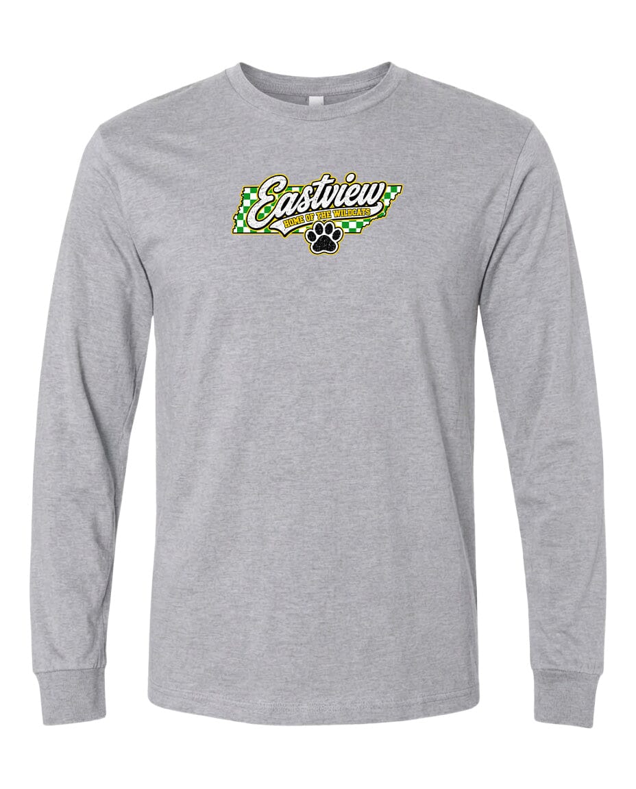 YOUTH Eastview Home of the Wildcats Chest Logo T Shirt | Hoodie | Long Sleeve | Sweatshirt | Crew Neck | Tank Top 1 Fiesta Doodle YL Long Sleeve Sport Gray waterproof vinyl sticker. dishwasher safe outdoor sticker.