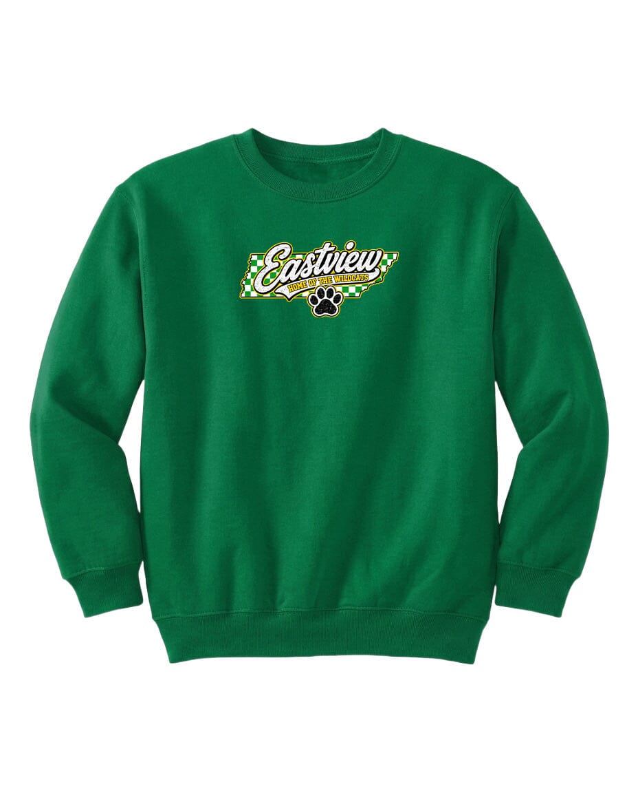 YOUTH Eastview Home of the Wildcats Chest Logo T Shirt | Hoodie | Long Sleeve | Sweatshirt | Crew Neck | Tank Top 1 Fiesta Doodle YL Sweat Shirt Kelly Green waterproof vinyl sticker. dishwasher safe outdoor sticker.