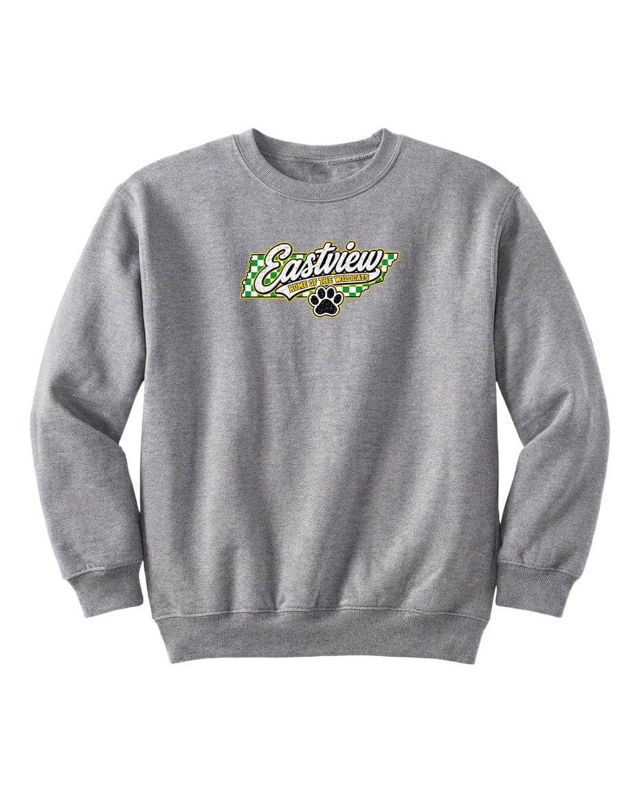 YOUTH Eastview Home of the Wildcats Chest Logo T Shirt | Hoodie | Long Sleeve | Sweatshirt | Crew Neck | Tank Top 1 Fiesta Doodle YL Sweat Shirt Sport Gray waterproof vinyl sticker. dishwasher safe outdoor sticker.
