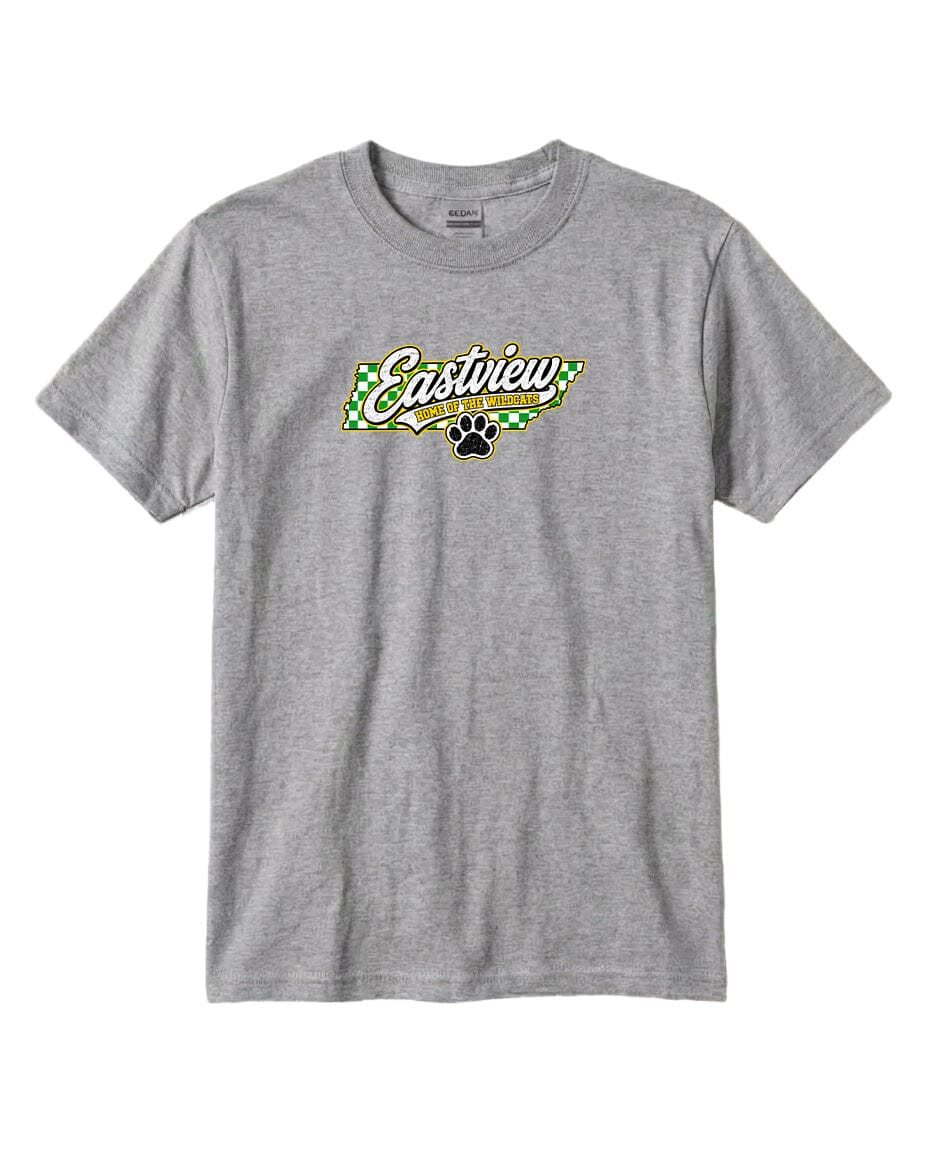 YOUTH Eastview Home of the Wildcats Chest Logo T Shirt | Hoodie | Long Sleeve | Sweatshirt | Crew Neck | Tank Top 1 Fiesta Doodle YL T Shirt Sport Gray waterproof vinyl sticker. dishwasher safe outdoor sticker.