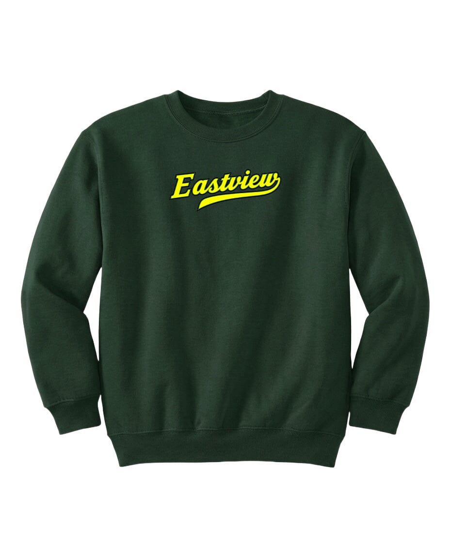 A dark green sweatshirt with the word "Eastview" printed in yellow on the front.