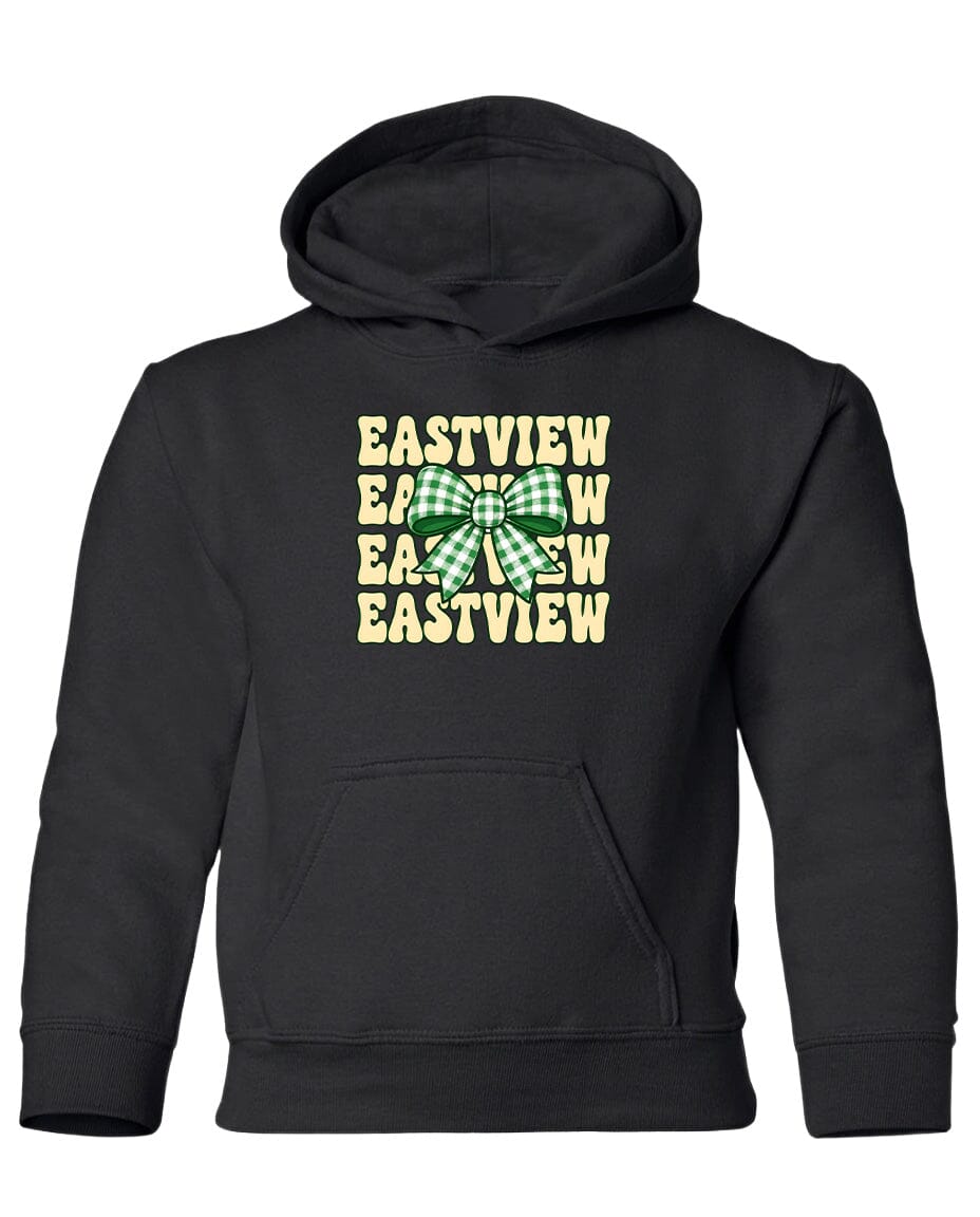 A black hoodie with a graphic design on the front.