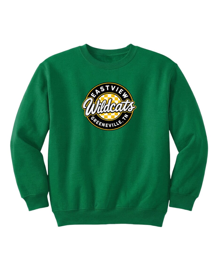A bright green sweatshirt with a logo on the front.
