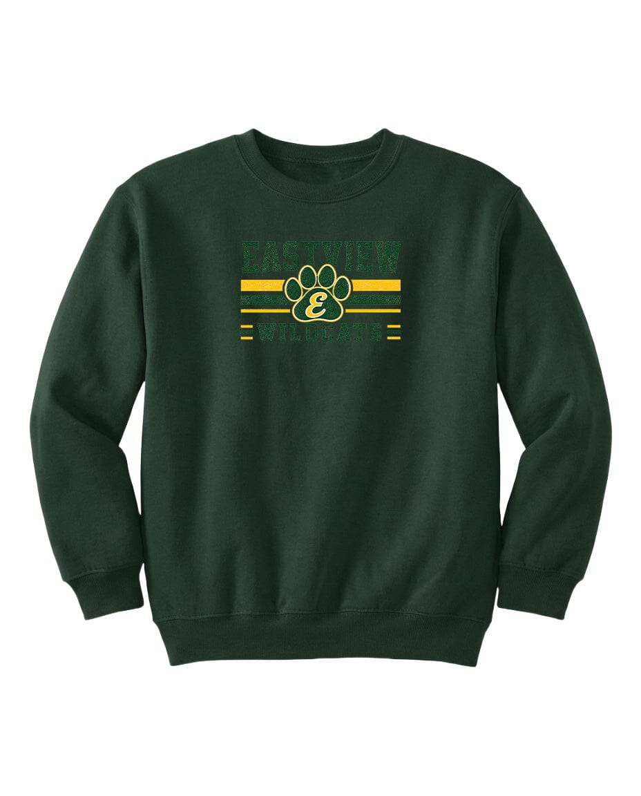 A dark green sweatshirt with a graphic design on the front.