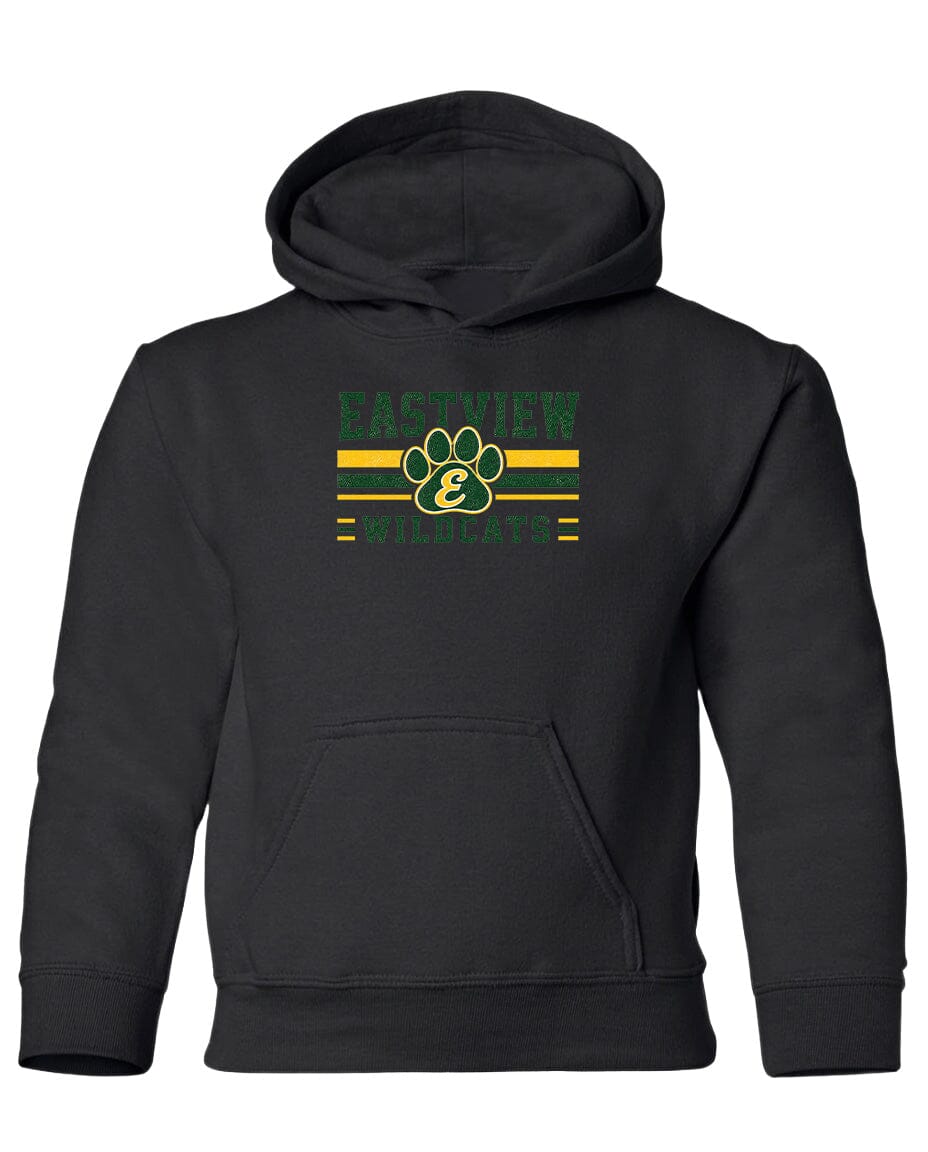A black hoodie with a graphic design on the front.