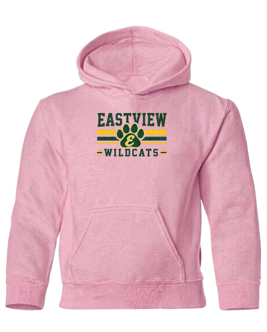 A pink hoodie with the text "EASTVIEW WILDCATS" printed on it.
