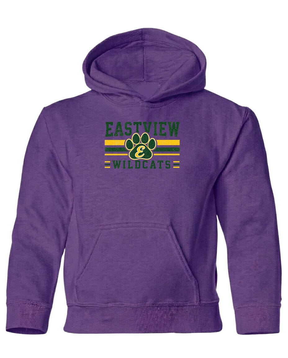 A purple hoodie with the text "EASTVIEW WILDCATS" printed on it.