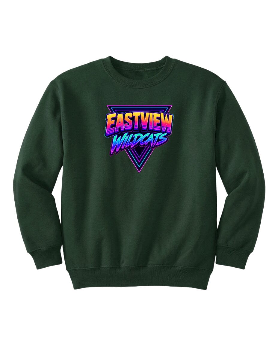 A dark green sweatshirt with a graphic design on the front.