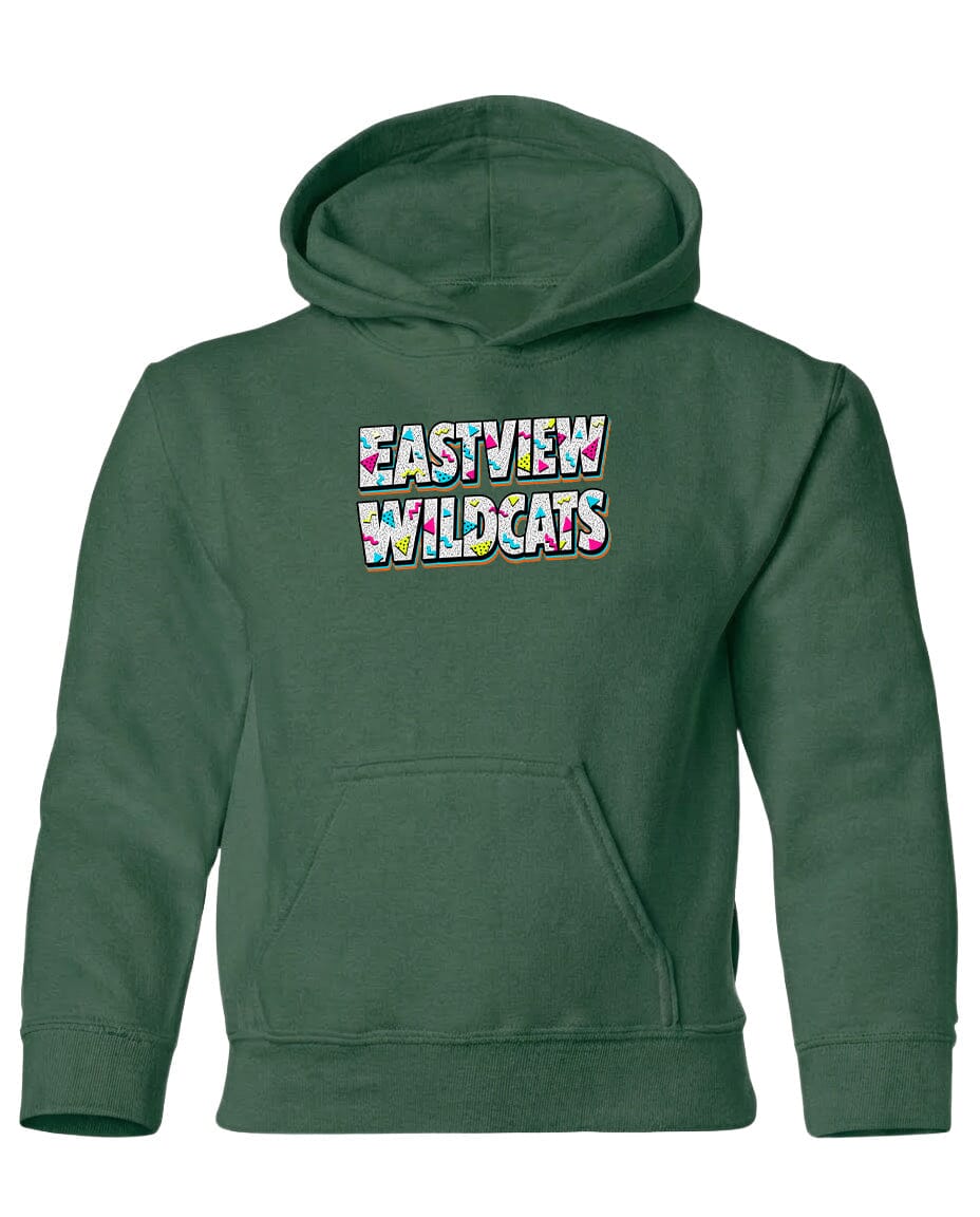 A green hoodie with the text "EASTVIEW WILDCATS" printed on it.