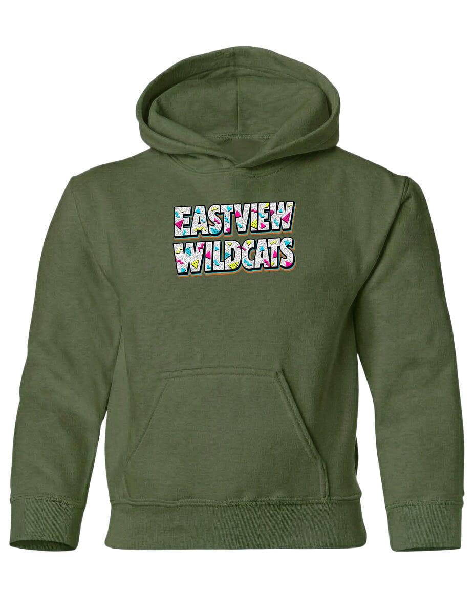 A green hoodie with the text "EASTVIEW WILDCATS" printed on it.