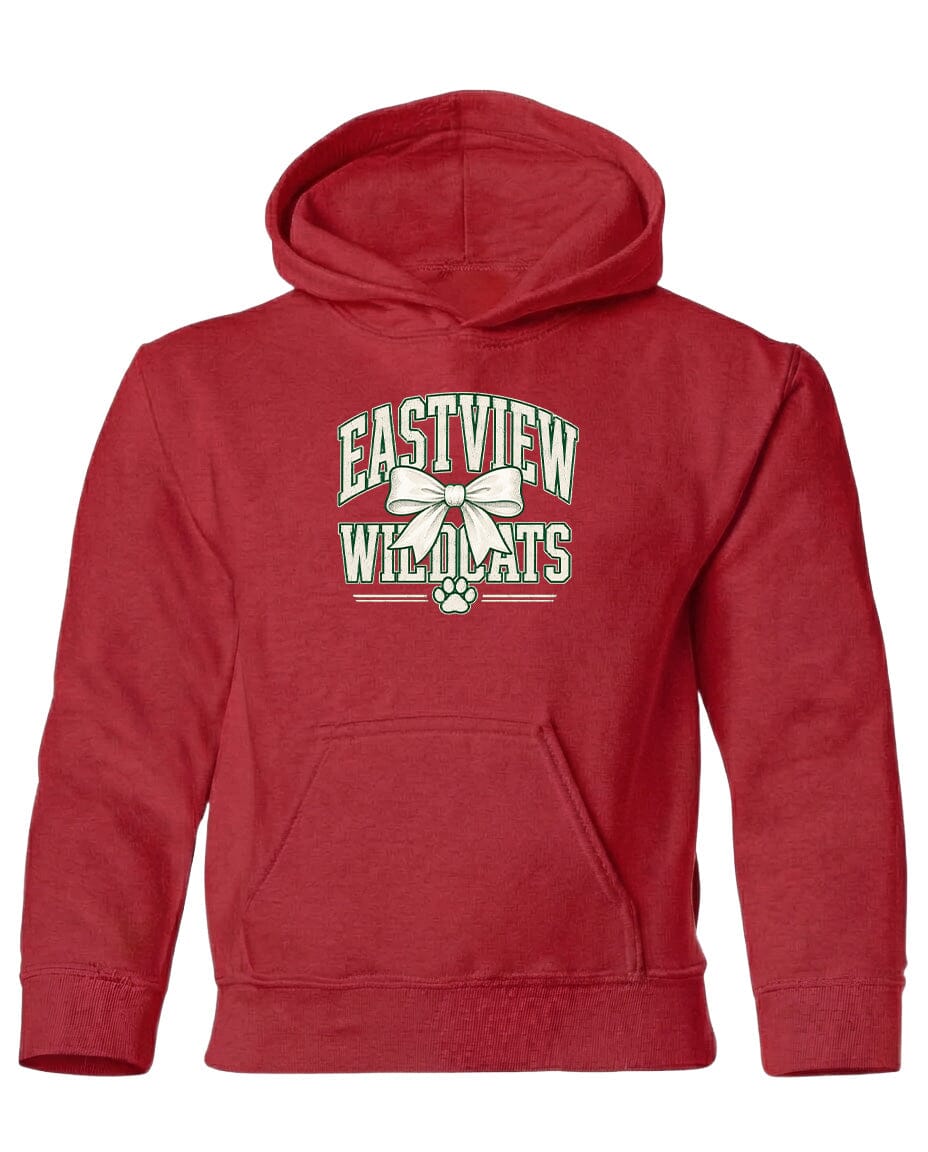 A red hoodie with the text "EASTVIEW WILDLIFE" printed on it.