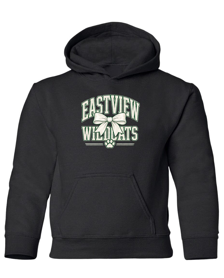 A black hoodie with a graphic design on the front.