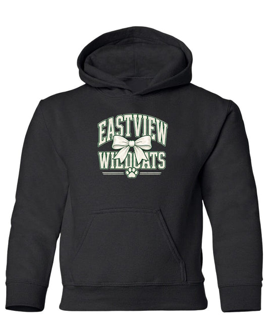 A black hoodie with a graphic design on the front.