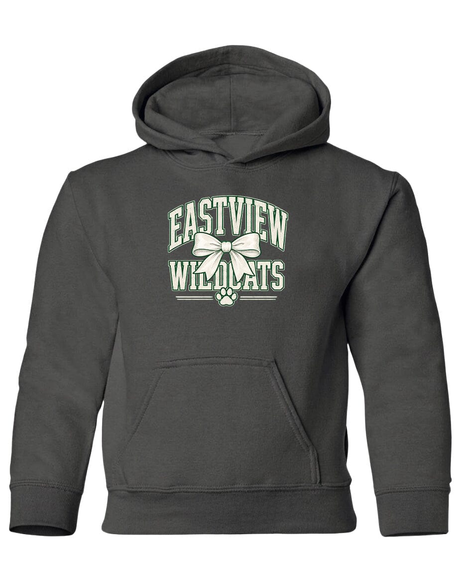 A gray hoodie with a graphic design on the front.