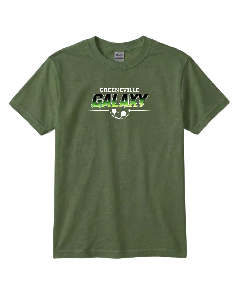 YOUTH Galaxy Green Fade Chest Logo T Shirt | Hoodie | Long Sleeve | Sweatshirt | Crew Neck | Tank Top Fiesta Doodle T Shirt YXS Military Green waterproof vinyl sticker. dishwasher safe outdoor sticker.