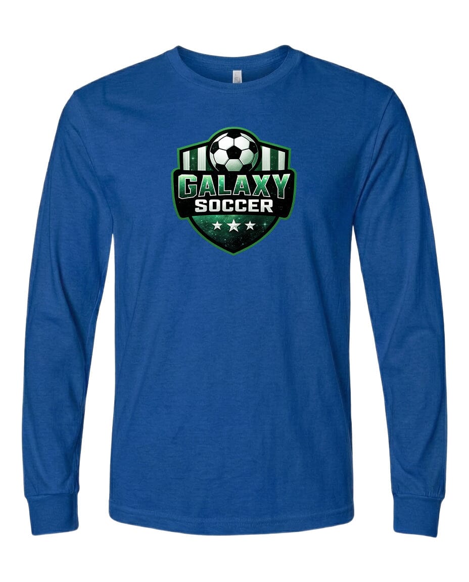 Youth Glittery Galaxy Crest Soccer Chest Logo T Shirt | Hoodie | Long Sleeve | Sweatshirt | Crew Neck | Tank Top Fiesta Doodle waterproof vinyl sticker. dishwasher safe outdoor sticker.