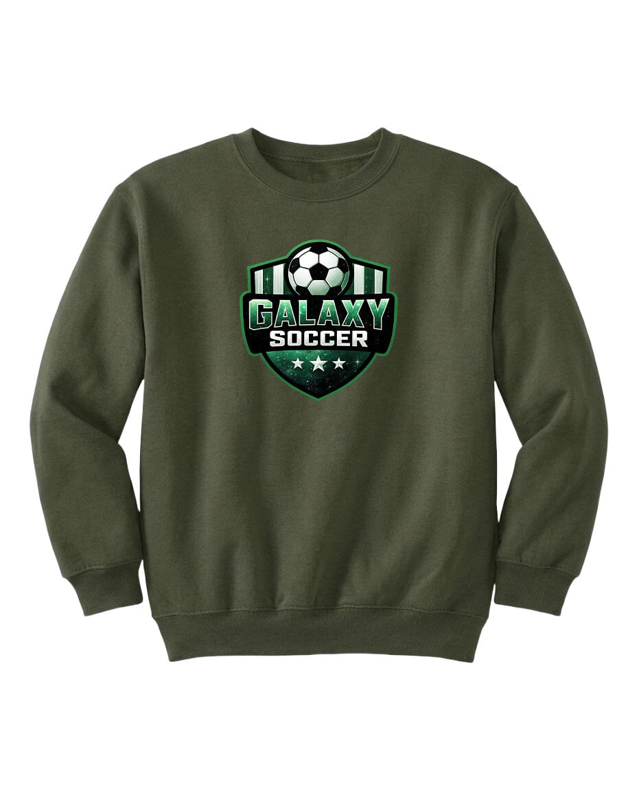 Youth Glittery Galaxy Crest Soccer Chest Logo T Shirt | Hoodie | Long Sleeve | Sweatshirt | Crew Neck | Tank Top Fiesta Doodle waterproof vinyl sticker. dishwasher safe outdoor sticker.