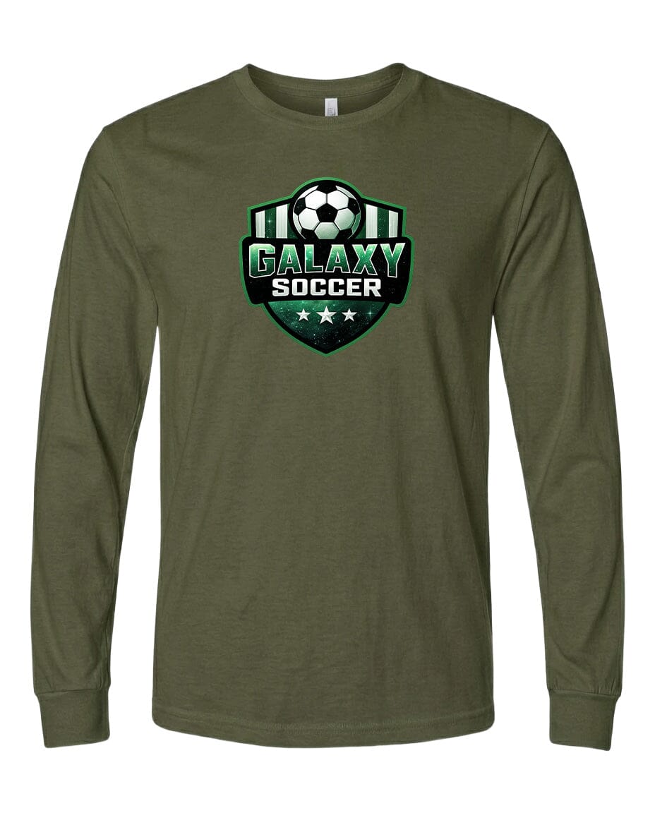 Youth Glittery Galaxy Crest Soccer Chest Logo T Shirt | Hoodie | Long Sleeve | Sweatshirt | Crew Neck | Tank Top Fiesta Doodle waterproof vinyl sticker. dishwasher safe outdoor sticker.