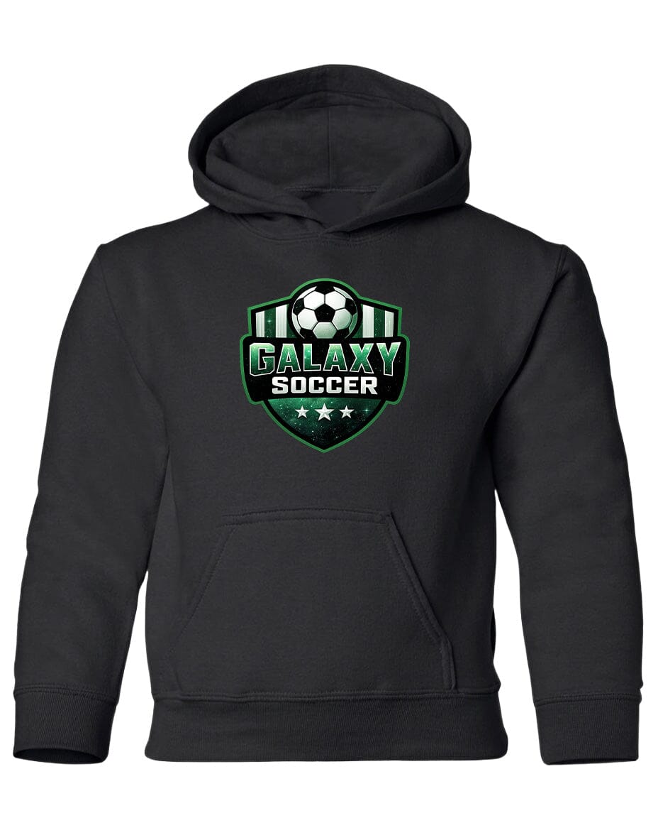 Youth Glittery Galaxy Crest Soccer Chest Logo T Shirt | Hoodie | Long Sleeve | Sweatshirt | Crew Neck | Tank Top Fiesta Doodle Heavyweight Hoodie YXS Black waterproof vinyl sticker. dishwasher safe outdoor sticker.