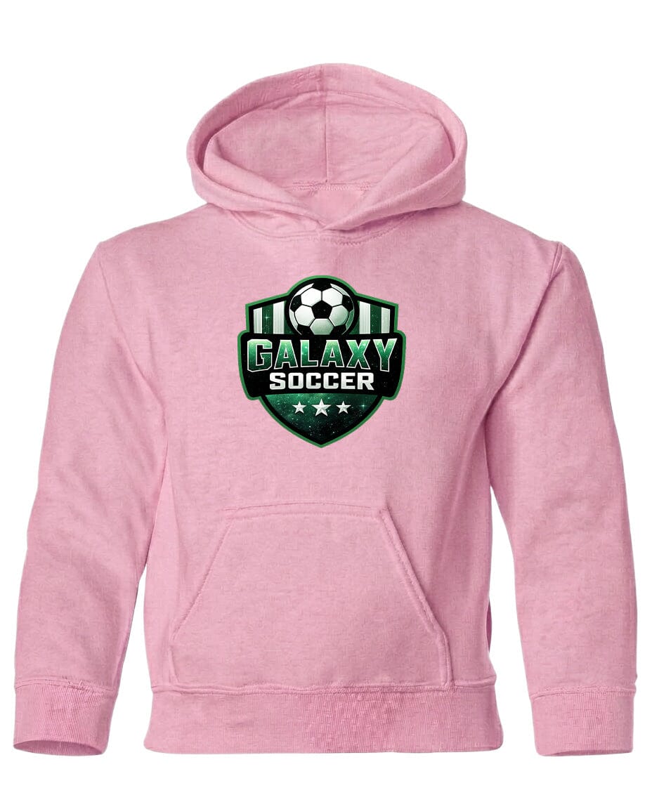 Youth Glittery Galaxy Crest Soccer Chest Logo T Shirt | Hoodie | Long Sleeve | Sweatshirt | Crew Neck | Tank Top Fiesta Doodle Heavyweight Hoodie YXS Light Pink waterproof vinyl sticker. dishwasher safe outdoor sticker.