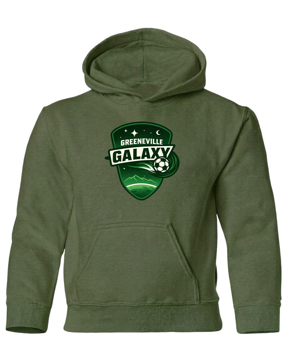 YOUTH Green Galaxy Chest Logo T Shirt | Hoodie | Long Sleeve | Sweatshirt | Crew Neck | Tank Top Fiesta Doodle Heavyweight Hoodie YXS Military Green waterproof vinyl sticker. dishwasher safe outdoor sticker.