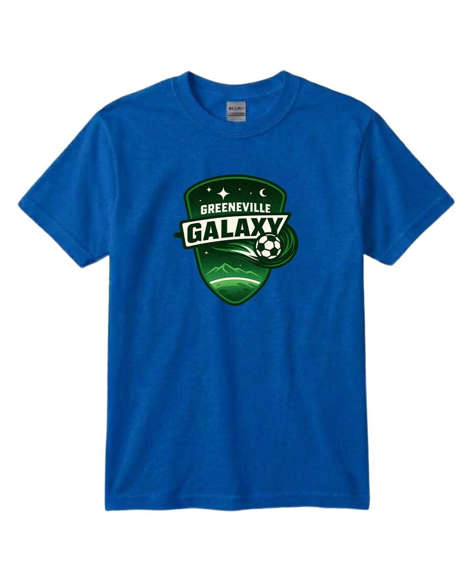 YOUTH Green Galaxy Chest Logo T Shirt | Hoodie | Long Sleeve | Sweatshirt | Crew Neck | Tank Top Fiesta Doodle T Shirt YXS Royal Blue waterproof vinyl sticker. dishwasher safe outdoor sticker.