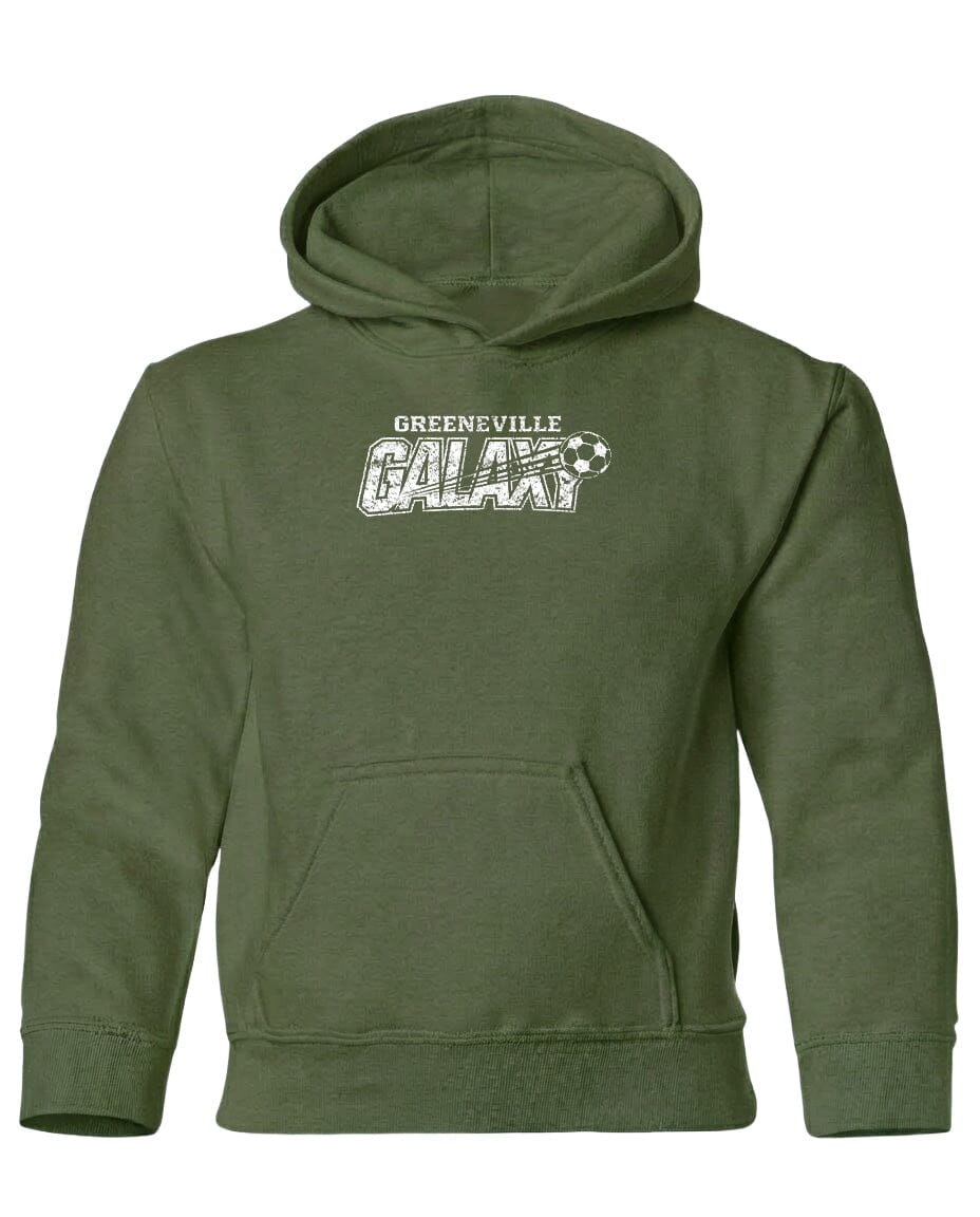 YOUTH Greeneville Galaxy Distressed Chest Logo T Shirt | Hoodie | Long Sleeve | Sweatshirt | Crew Neck | Tank Top Fiesta Doodle Heavyweight Hoodie YXS Military Green waterproof vinyl sticker. dishwasher safe outdoor sticker.