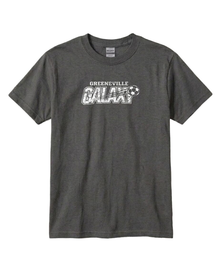 YOUTH Greeneville Galaxy Distressed Chest Logo T Shirt | Hoodie | Long Sleeve | Sweatshirt | Crew Neck | Tank Top Fiesta Doodle T Shirt YXS Charcoal waterproof vinyl sticker. dishwasher safe outdoor sticker.