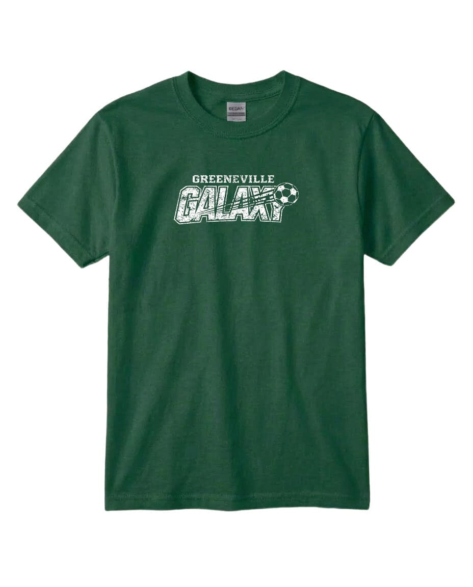 YOUTH Greeneville Galaxy Distressed Chest Logo T Shirt | Hoodie | Long Sleeve | Sweatshirt | Crew Neck | Tank Top Fiesta Doodle T Shirt YXS Forest Green waterproof vinyl sticker. dishwasher safe outdoor sticker.