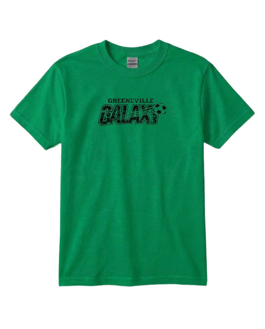 YOUTH Greeneville Galaxy Distressed Chest Logo T Shirt | Hoodie | Long Sleeve | Sweatshirt | Crew Neck | Tank Top Fiesta Doodle T Shirt YXS Kelly Green waterproof vinyl sticker. dishwasher safe outdoor sticker.