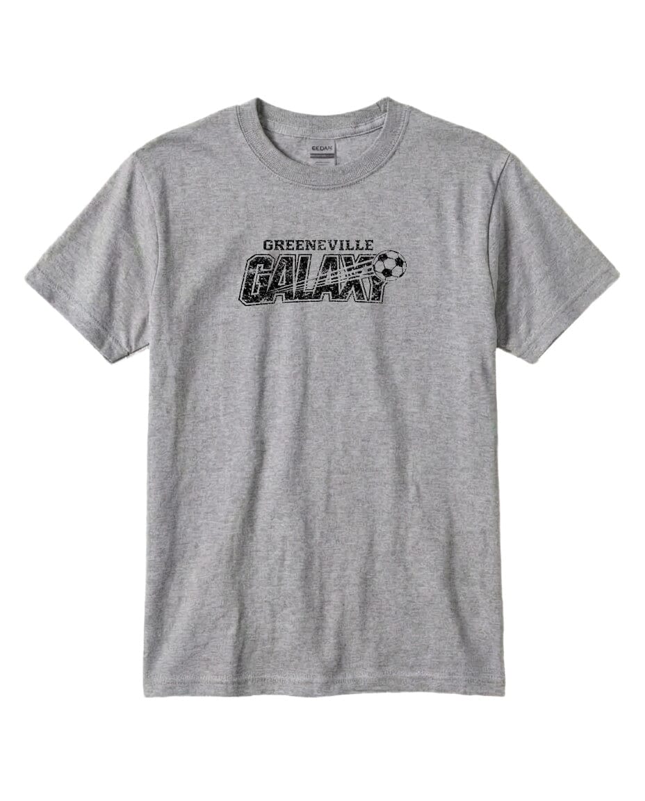 YOUTH Greeneville Galaxy Distressed Chest Logo T Shirt | Hoodie | Long Sleeve | Sweatshirt | Crew Neck | Tank Top Fiesta Doodle T Shirt YXS Sport Gray waterproof vinyl sticker. dishwasher safe outdoor sticker.