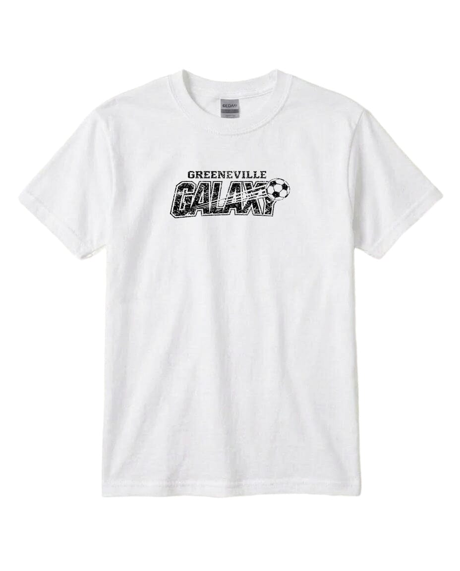 YOUTH Greeneville Galaxy Distressed Chest Logo T Shirt | Hoodie | Long Sleeve | Sweatshirt | Crew Neck | Tank Top Fiesta Doodle T Shirt YXS White waterproof vinyl sticker. dishwasher safe outdoor sticker.