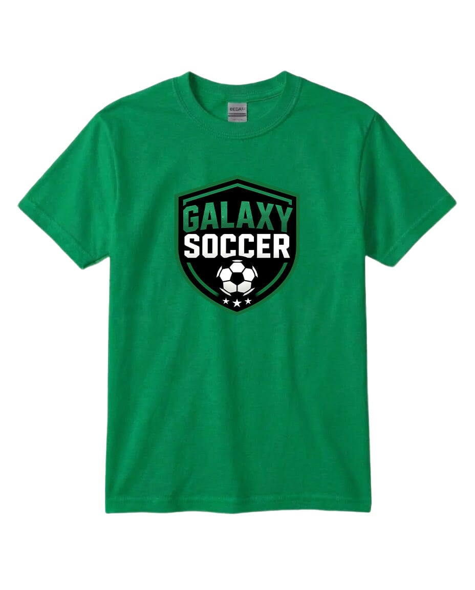 Youth Greeneville Galaxy Soccer Crest Chest Logo T Shirt | Hoodie | Long Sleeve | Sweatshirt | Crew Neck | Tank Top Fiesta Doodle T Shirt YXS Kelly Green waterproof vinyl sticker. dishwasher safe outdoor sticker.