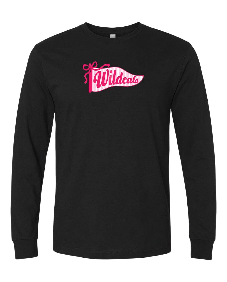A black long-sleeved shirt with a pink banner that says "Wildcats" on it.